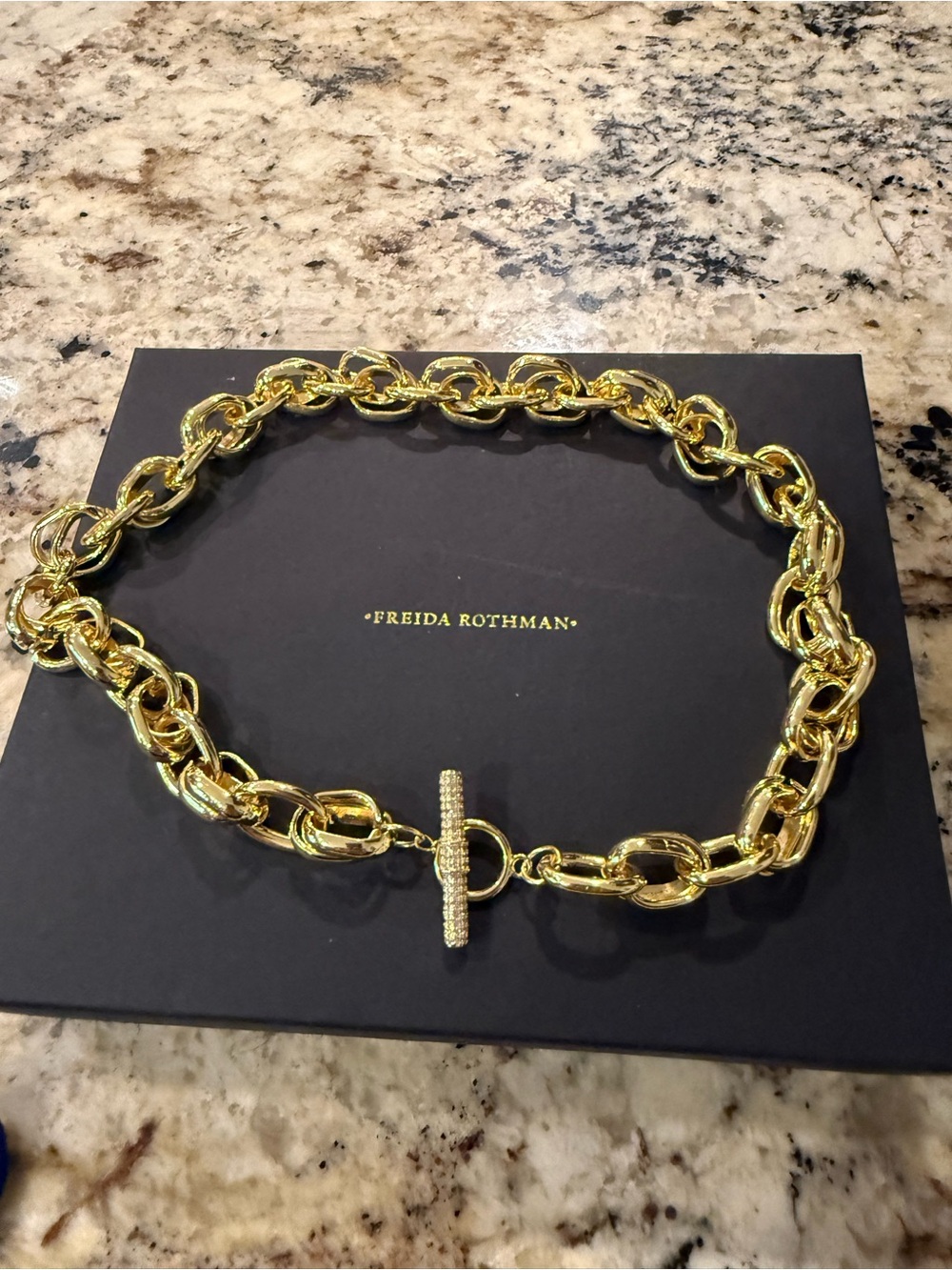 Freida Rothman Gold Toggle Chain Necklace